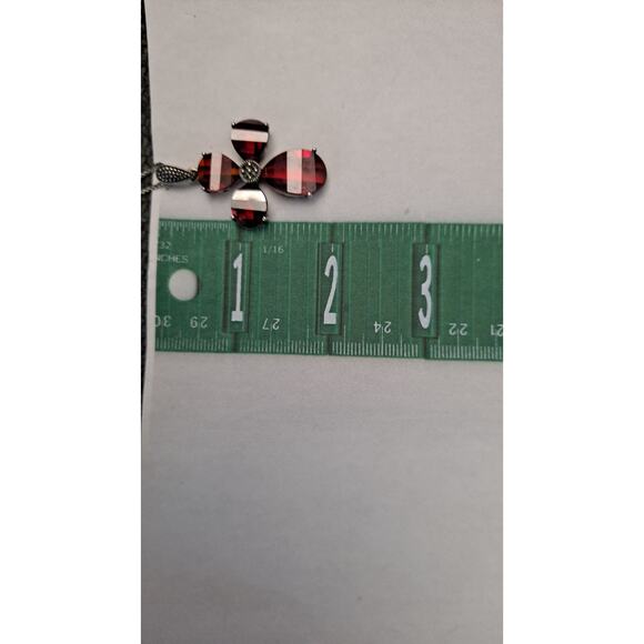 Garnet Cross Necklace 18 inch Chain Large Sterling Silver Marcasite Pendant VTG - Picture 11 of 11